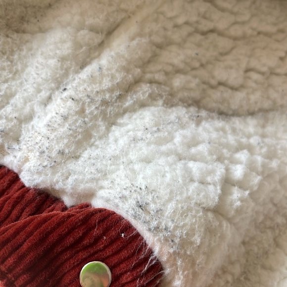 Sneak peek jacket rust corduroy Sherpa style lined coat size medium side pocket - Picture 12 of 14